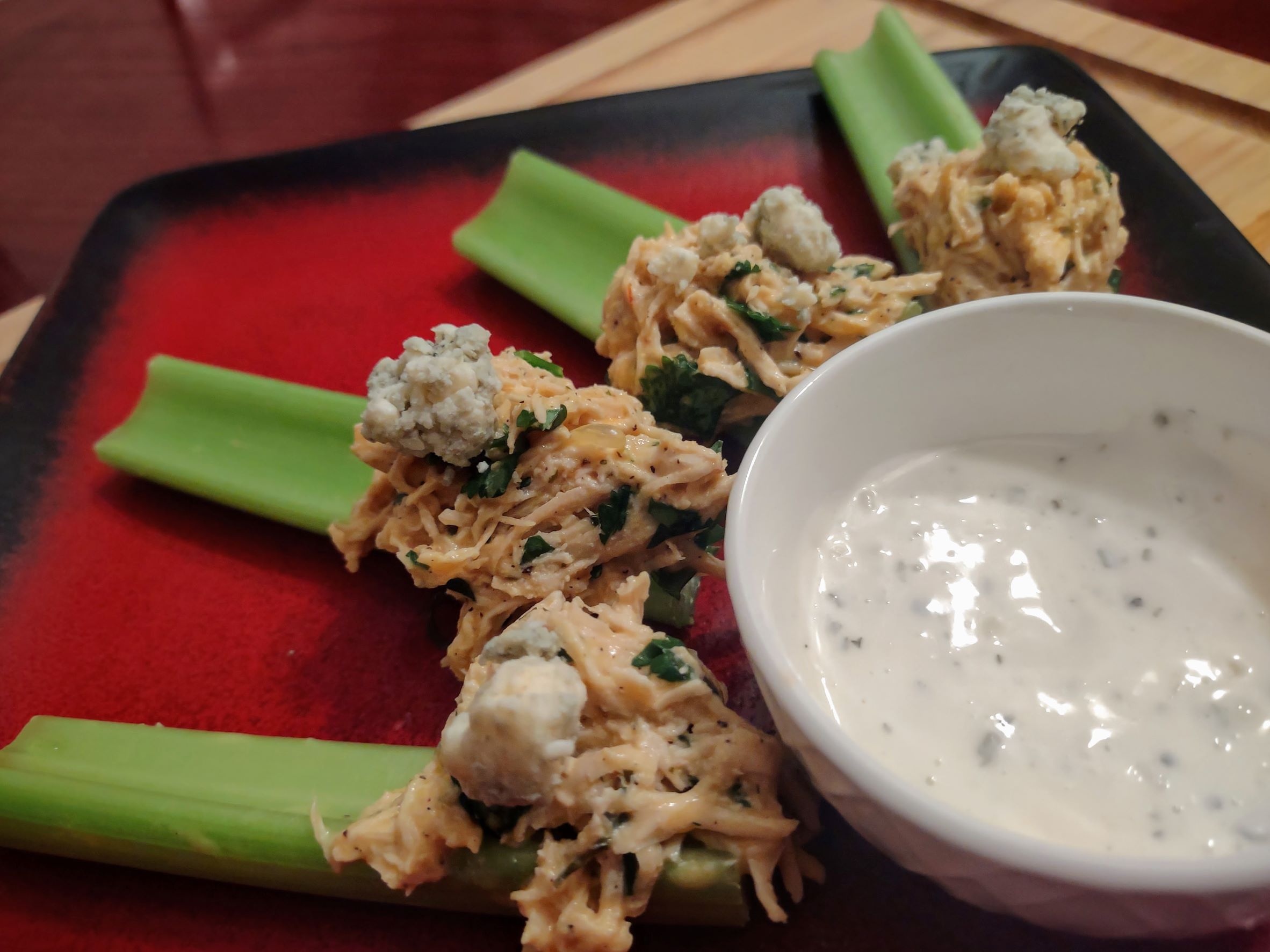 Buffalo Chicken Celery Spoons