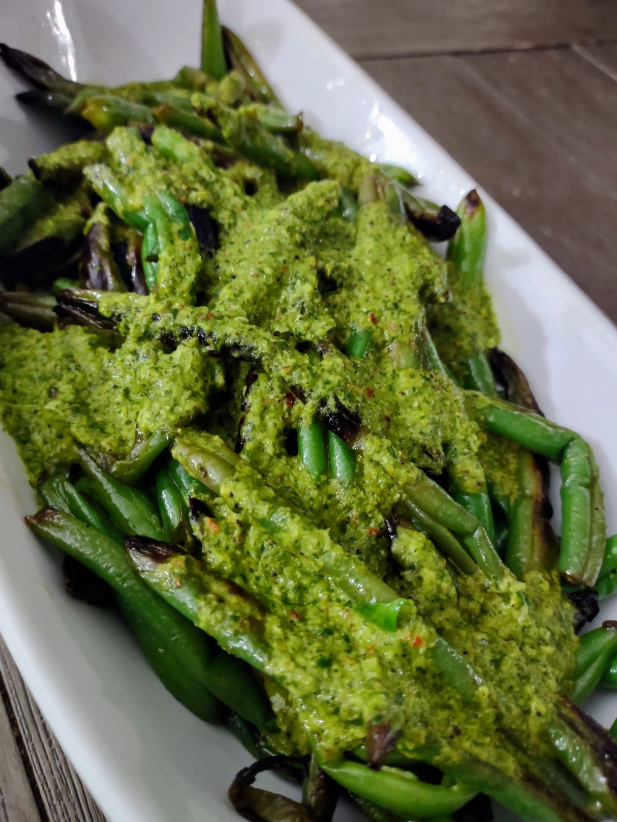 Blackened cilantro lime green beans