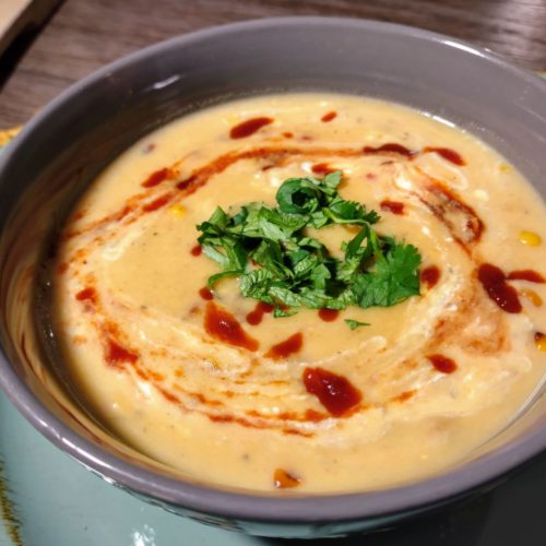 Charred Corn Chowder in a bowl